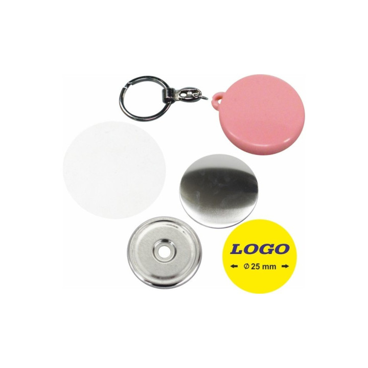 TONDO DIAM 25mm PORTACHIAVI PLASTICA E CATENA IN METALLO - 400 PEZZI