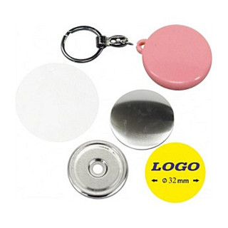 TONDO DIAM 32mm PORTACHIAVI PLASTICA E CATENA IN METALLO - 400 PEZZI