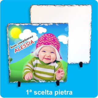 PIETRA SUBLIMABILE CON PIEDINO E SCATOLA 30x30 cm