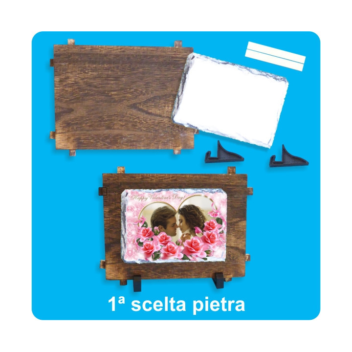 PIETRA SUBLIMABILE CON CORNICE LEGNO 17x12 cm IN SCATOLA