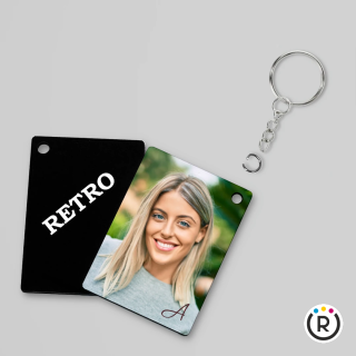 PORTACHIAVI RETTANGOLARE IN HDF PER SUBLIMAZIONE CON ANELLO E CATENA VERSIONE ECONOMICA – 7 x 5 CM SPESSORE 3 MM – RETRO NERO