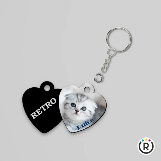PORTACHIAVI A CUORE IN HDF PER SUBLIMAZIONE CON ANELLO E CATENA IN VERSIONE ECONOMICA – 5,1 x 4,6 CM SPESSORE 3 MM – RETRO NERO