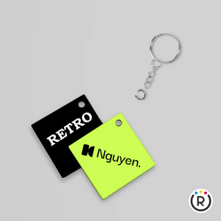 PORTACHIAVI A ROMBO IN HDF PER SUBLIMAZIONE CON ANELLO E CATENA IN  VERSIONE ECONOMICA –  5 x 5 CM SPESSORE 3 MM –  RETRO NERO