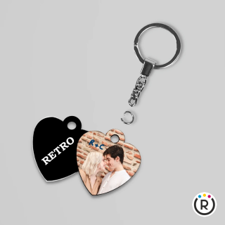PORTACHIAVI A CUORE IN HDF PER SUBLIMAZIONE CON ANELLO E CATENA NICHELATI LUXURY – 5 x 4 CM SPESSORE 3 MM – RETRO NERO