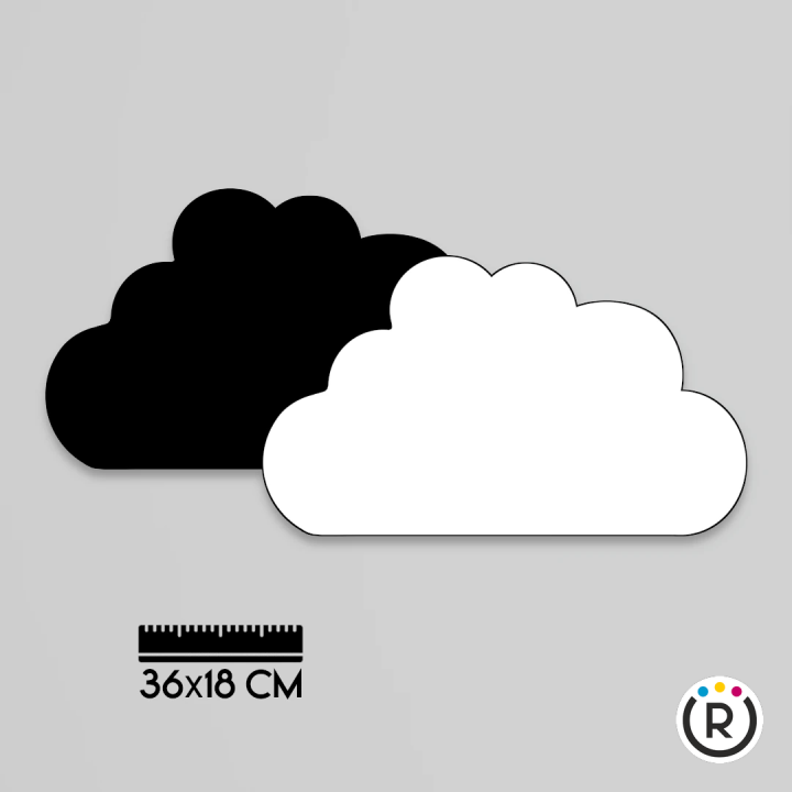 NUVOLA IN HDF BIANCO PER SUBLIMAZIONE –  RETRO NERO – VARI FORMATI